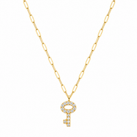 Diamond Key Pendant on 18K Yellow Gold Necklaces