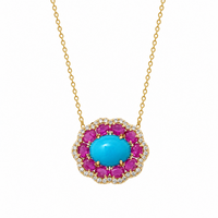 Set Turquoise with Ruby and Diamonds Necklace & Earrings