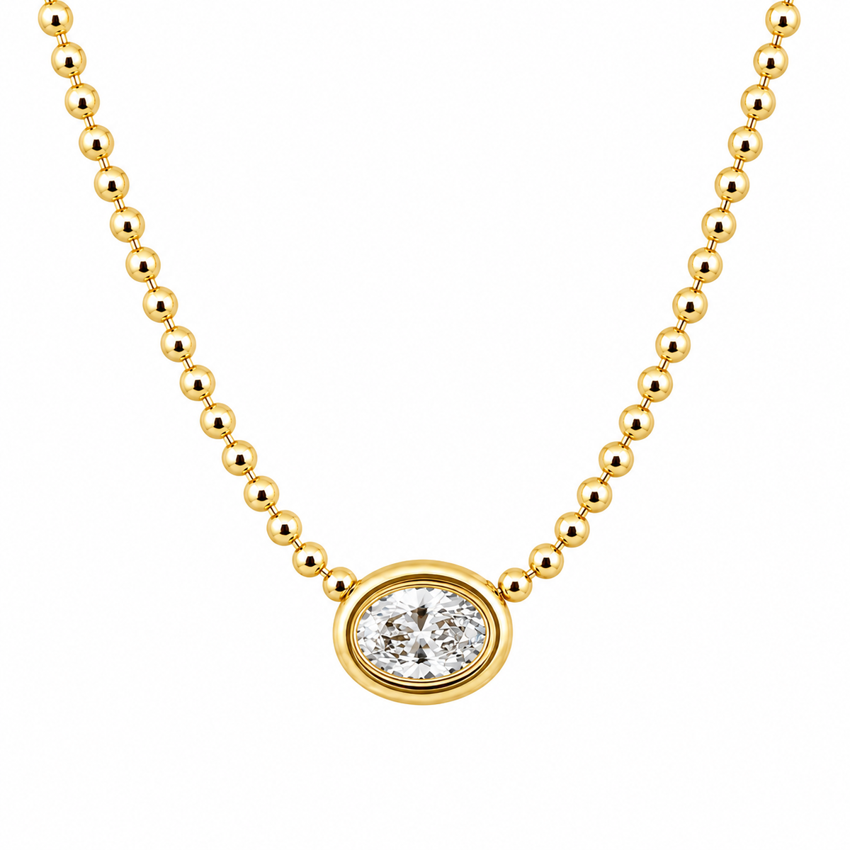 Oval Lab Grown Diamond on 14K Yellow Gold Necklace