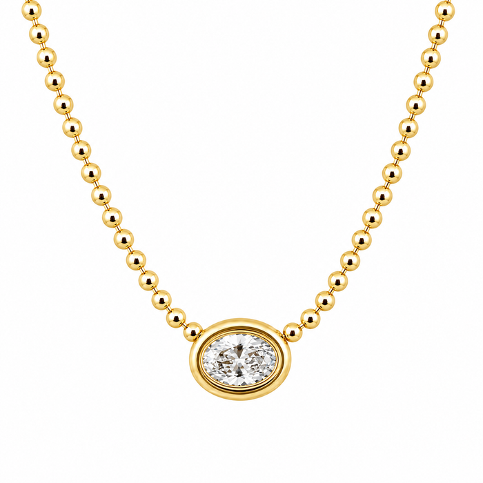 Oval Lab Grown Diamond on 14K Yellow Gold Necklace