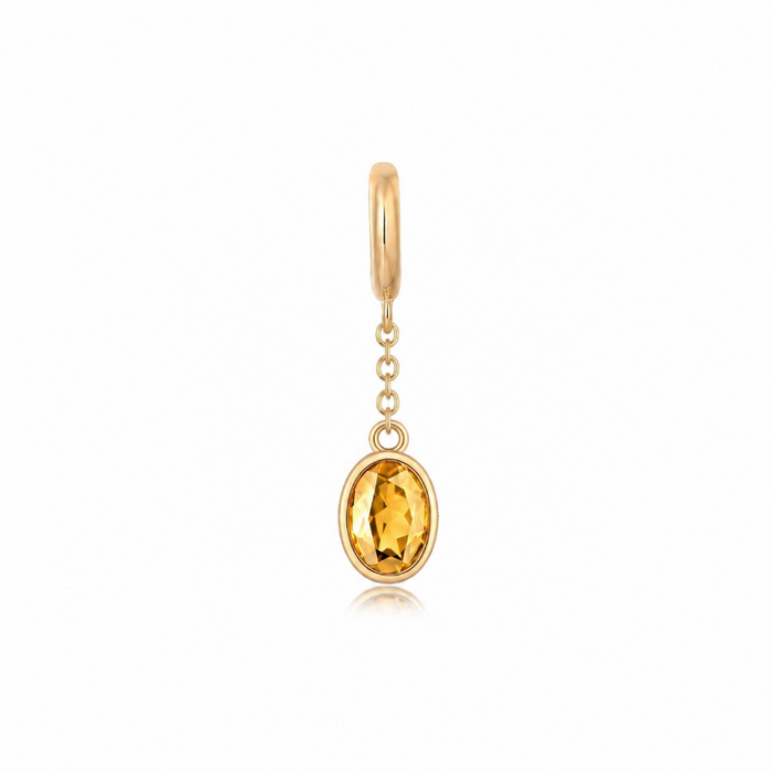 Citrine Oval Charm with 14K Yellow Gold