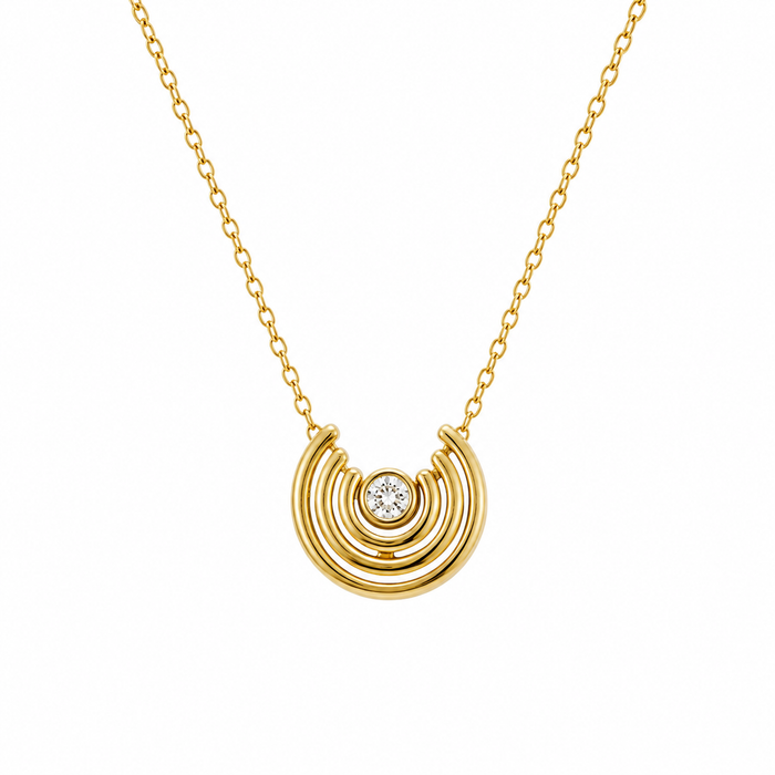 Half Circle 14K Yellow Gold with Diamond Necklaces