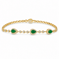 14K Yellow Gold with Emerald & Diamonds Bracelet