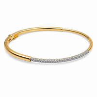 14K Yellow Gold with Half Style Diamond Bangle