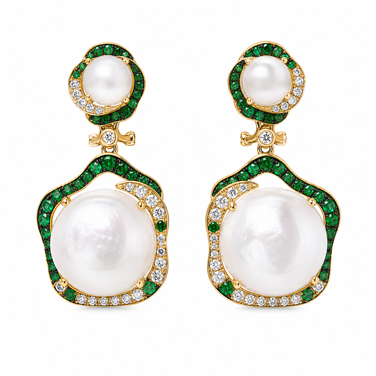 Mother of Pearl with Diamonds Earrings