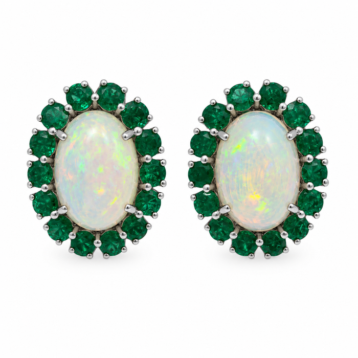 Opal & Emerald Oval Earrings