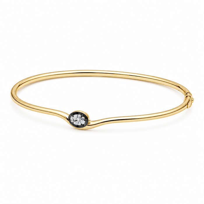 Georgian Style Diamond on 14K Yellow Gold Curved Bracelet