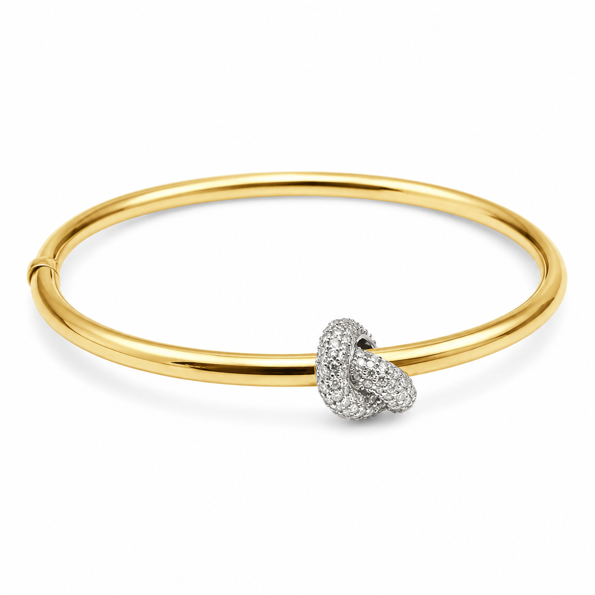 14K Yellow Gold with Diamond Knot Bangle