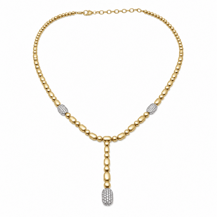Collar Lariat de oro amarillo 14 quilates y diamantes 