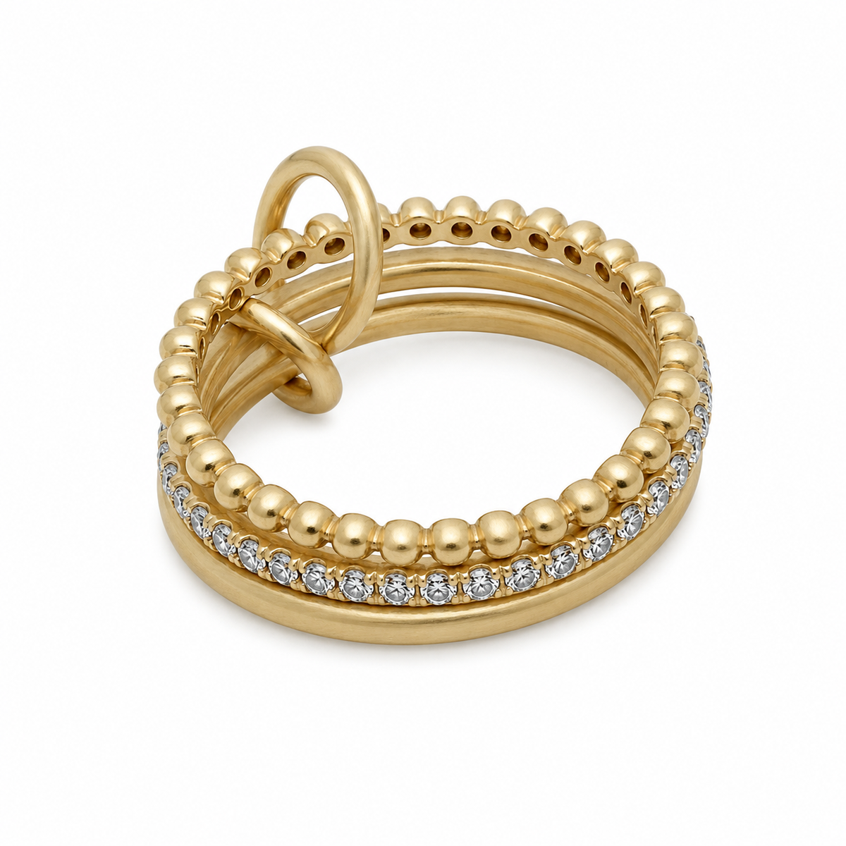 Stackable Design 14K Yellow Gold with Diamonds Rings