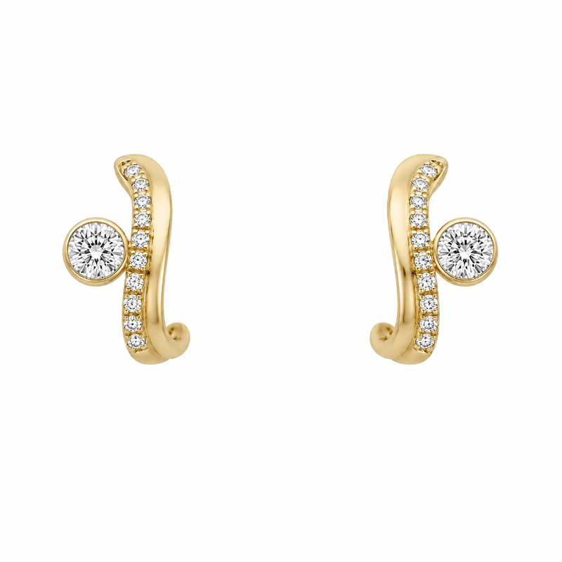 Yellow Gold with Diamond Earrings