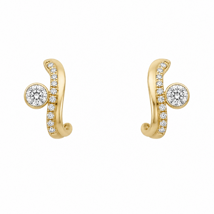 Yellow Gold with Diamond Earrings