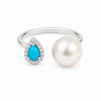 Pearl & Turquoise with 14K White Gold Rings