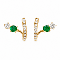 Yellow Gold with Emerald & Diamond Jacket Earrings
