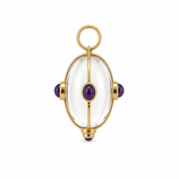 14K Yellow Gold Amethyst & Crystal Charm