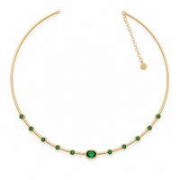 Choker with Emerald on 14K Yellow Gold Necklaces