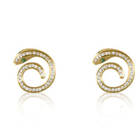 Coil Snake Tsavorite Stud Earrings.  14K Yellow Gold weight: 2.48 grams 4 Tsavorite: 0.04 ct 82 SC:  0.20 ct