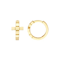 Cube Cross Hoop with 14K Yellow Gold Earrings