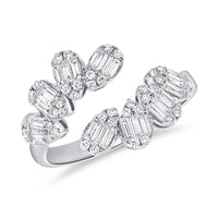 Diamond Baguette Drop Wrap with 14K White Gold Rings.  14K White Gold weight: 2.90 grams 25 Baguette: 0.40ct 40 Diamond: 0.22 ct
