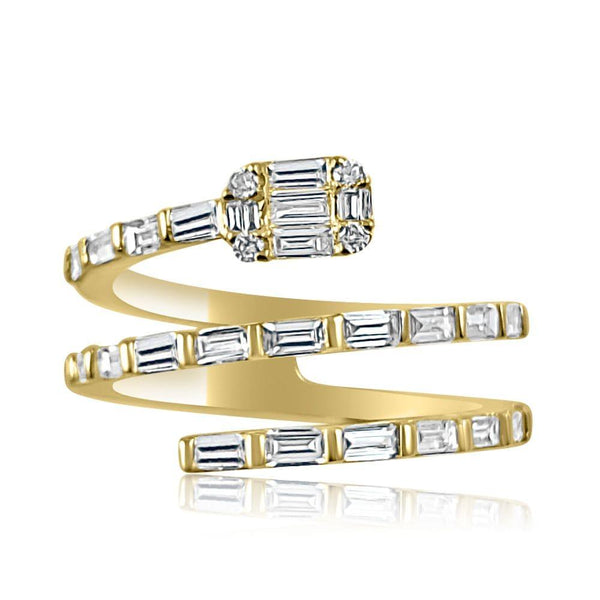 Diamond Baguette Snake Wrap Ring  14K Yellow Gold: 3.26 g 7 Diamond: 1.09 ct 7 Oval: 1.05 ct