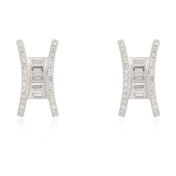 Diamond Baguette Stud Earrings  14K White/Yellow Gold weight: 3.73 grams Baguette: 0.36 ct Diamond: 0.16 ct