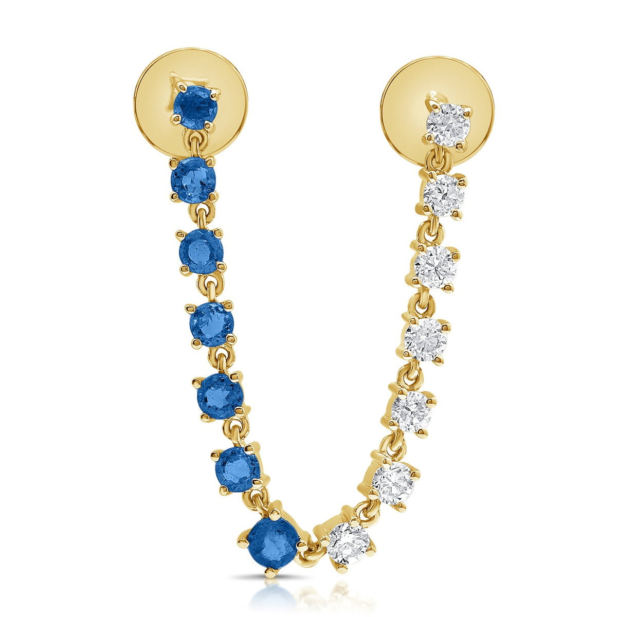 Diamond & Sapphire Half & Half Chain Earrings