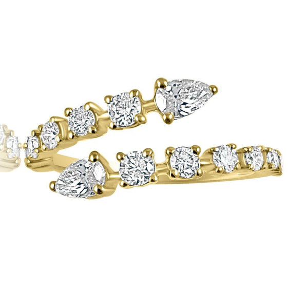 Diamond Wrap Arrow Snake with 14K Yellow Gold Rings.  14K Yellow Gold weight: 1.91 grams 12 Diamond: 0.44 ct 2 PE: 0.26 ct