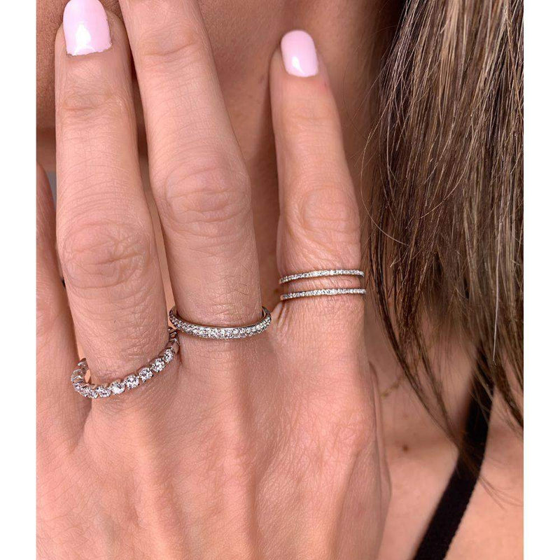 Diamond with 14K White Gold Band Rings