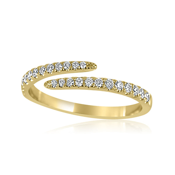 Diamond with 14K Yellow Gold Coil Ring, modern everyday jewelry.  14K Yellow Gold weight: 2.08 grams 24 Diamonds: 0.23 ct