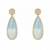 Double Color Aquamarine & Diamond Earrings