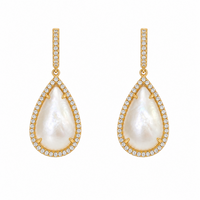 Drop Mother of Pearl Earrings on 14K Yellow Gold Earrings