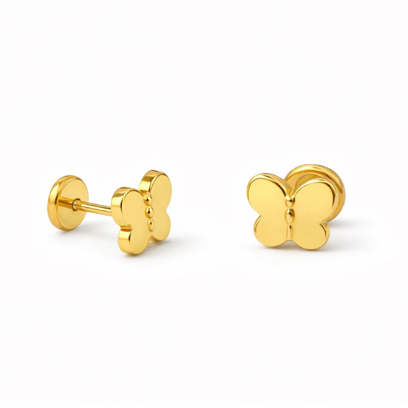 14K Yellow Gold Butterfly Earring