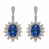 Flower Style Kyanite & Diamond Earrings