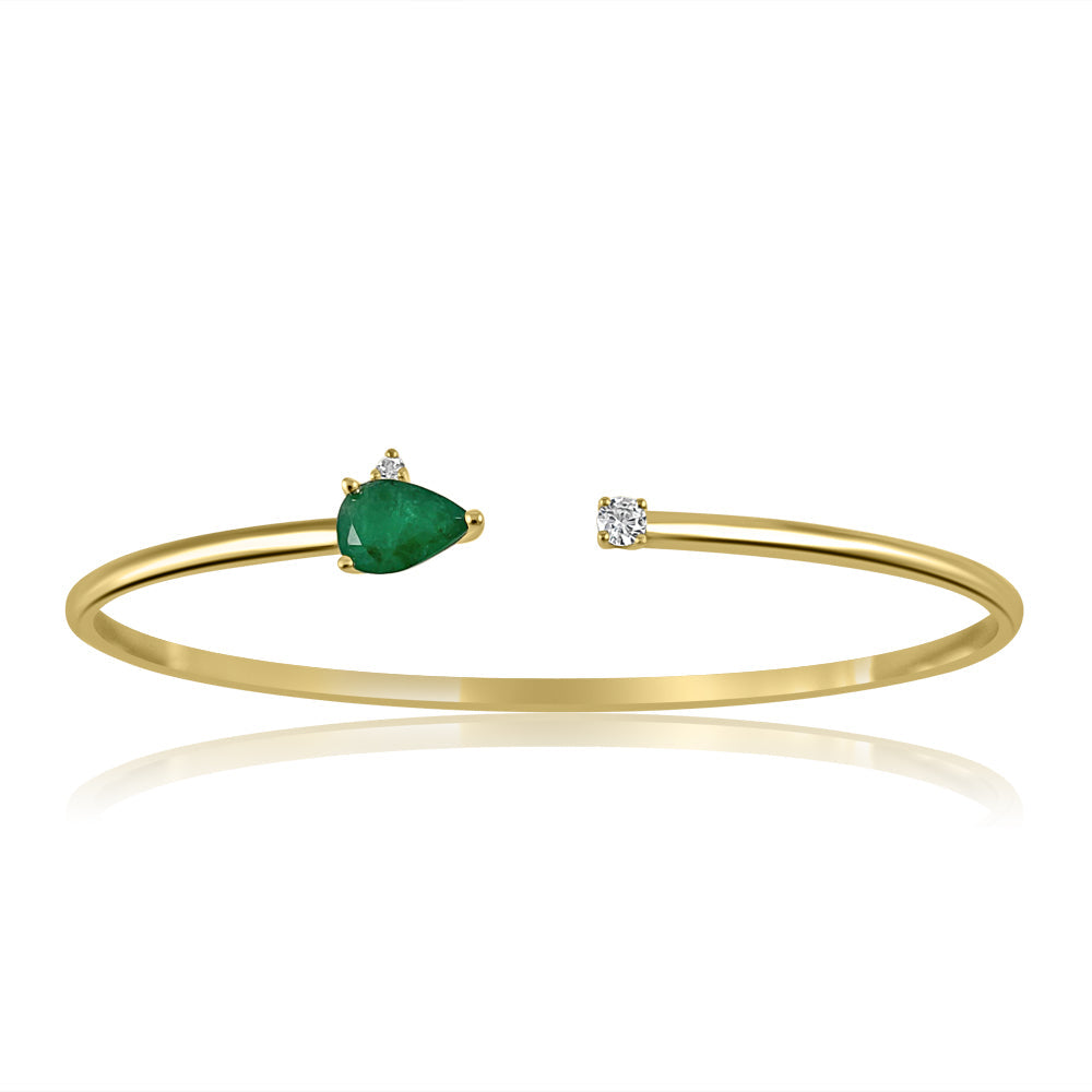 Emerald & Diamond 4K Yellow Gold Bracelets