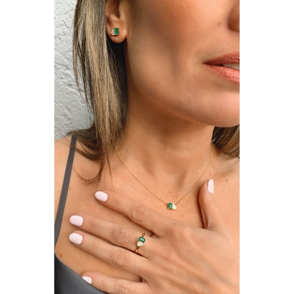 Emerald & Diamond Studs Earrings