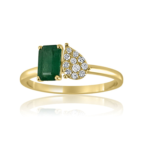 Emerald & Diamond with 14K Yellow Gold Rings.  14K Yellow Gold weight: 1.61 grams Emerald: 0.07 ct  11 Diamond: 0.57 ct