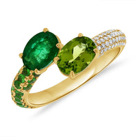 Emerald & Peridot Together with Diamond Ring