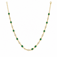 Collar en oro amarillo con esmeraldas y diamantes