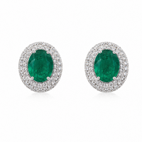 Aretes de triple óvalo con esmeralda y diamantes