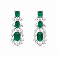 Emerald & Diamond on 18K Yellow Gold Earrings