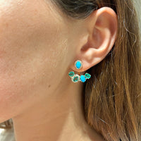 Emerald with Turquoise & Diamonds Jacket Earrings