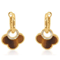 Set Eye Tiger & Diamond Pendant Necklace & Earrings