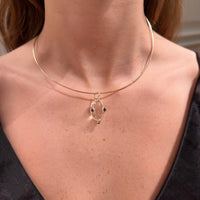 14K Yellow Gold Amethyst & Crystal Charm