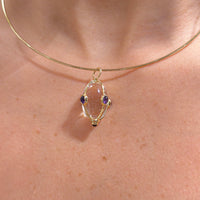 14K Yellow Gold Amethyst & Crystal Charm