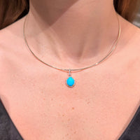 18K Yellow Gold Oval Turquoise & Diamonds Charm