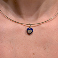 Lapilasuli Heart with Diamonds on 14K Yellow Gold Charm