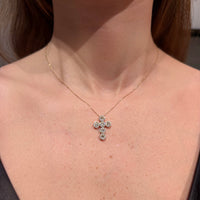 Diamond Cross Pendant on 18K Yellow gold Necklaces