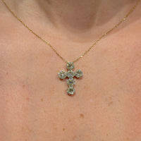 Diamond Cross Pendant on 18K Yellow gold Necklaces