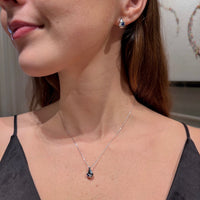 Set Drop Blue Sapphire and Diamonds Necklace & Earrings