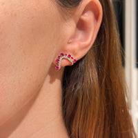 Set of 18K Rose Gold with Ruby and Diamonds Necklace & Earrings.